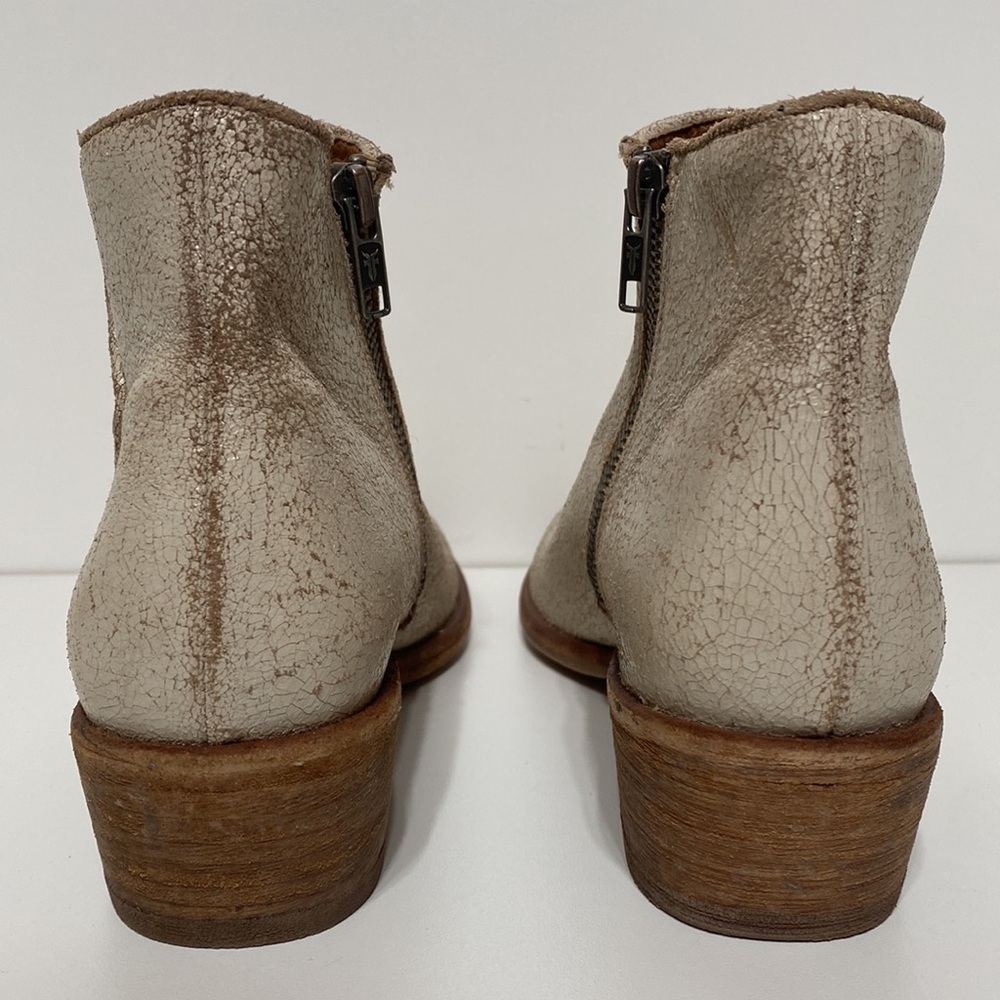 Frye Carson Piping Booties Off White Cream Distressed Color - Picture 5 of 17